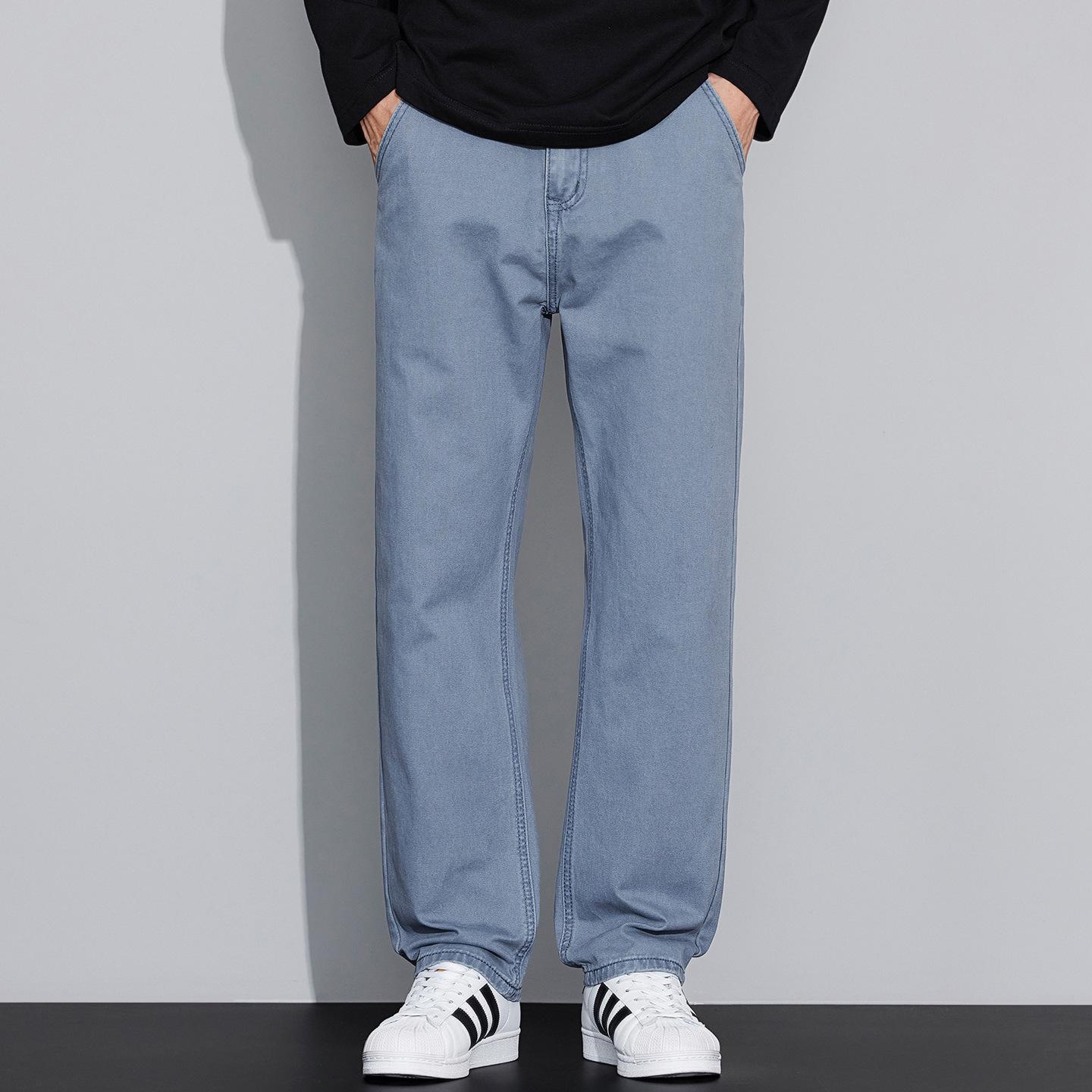 

Мужские джинсы прямого кроя 2025 - Модные, Универсальные, Молодежная мода, Повседневные брюки 38 синий/серый