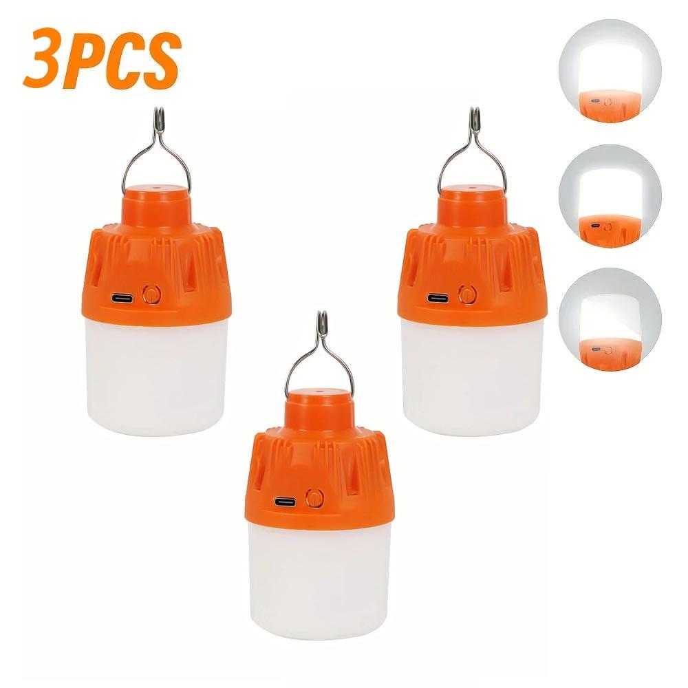 1/2/3/5/10PCS Portable LED Camping Light Bulb Outdoor Electric Lamp USB Charging 3 Lighting Modes White/Orange for Camping
