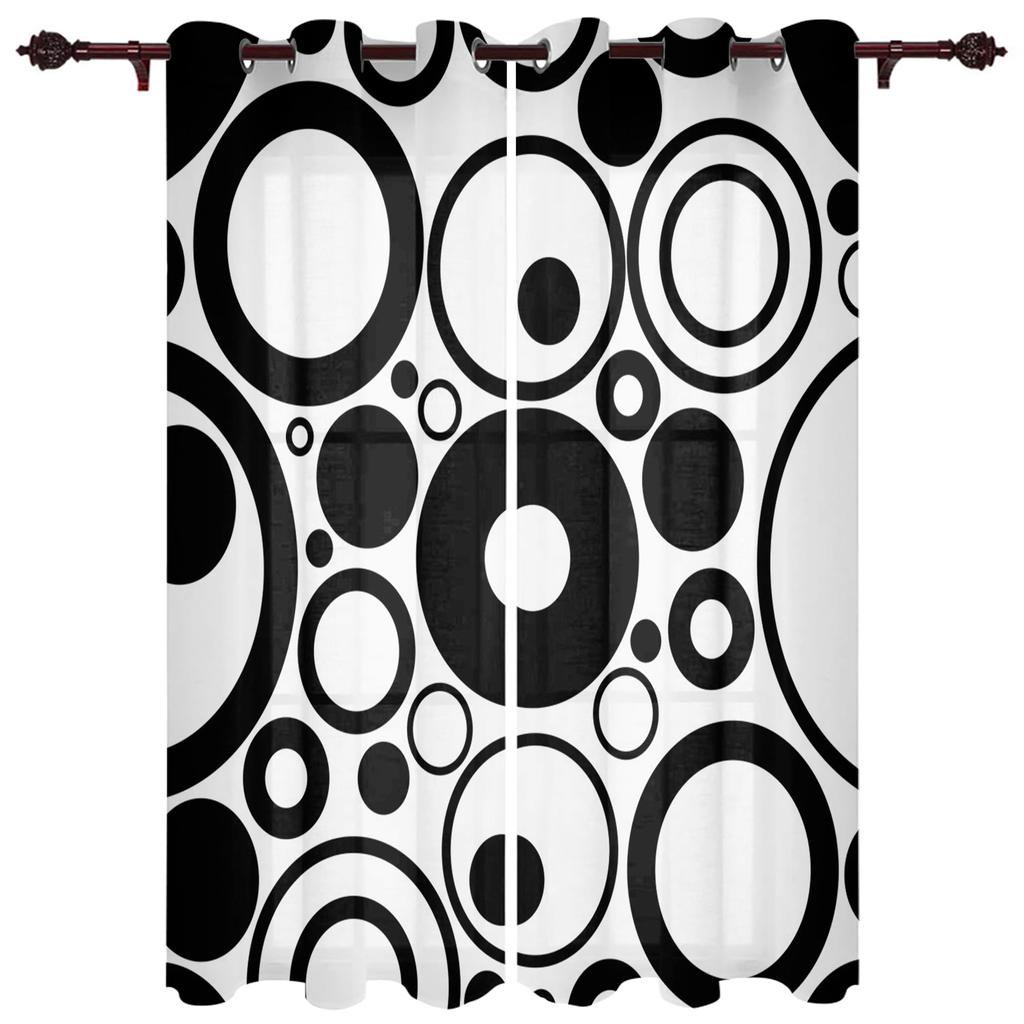 Circle Abstract Geometry Window Curtain Living Room Luxury Valance Curtain for Bedroom Home Kitchen Decor Curtain