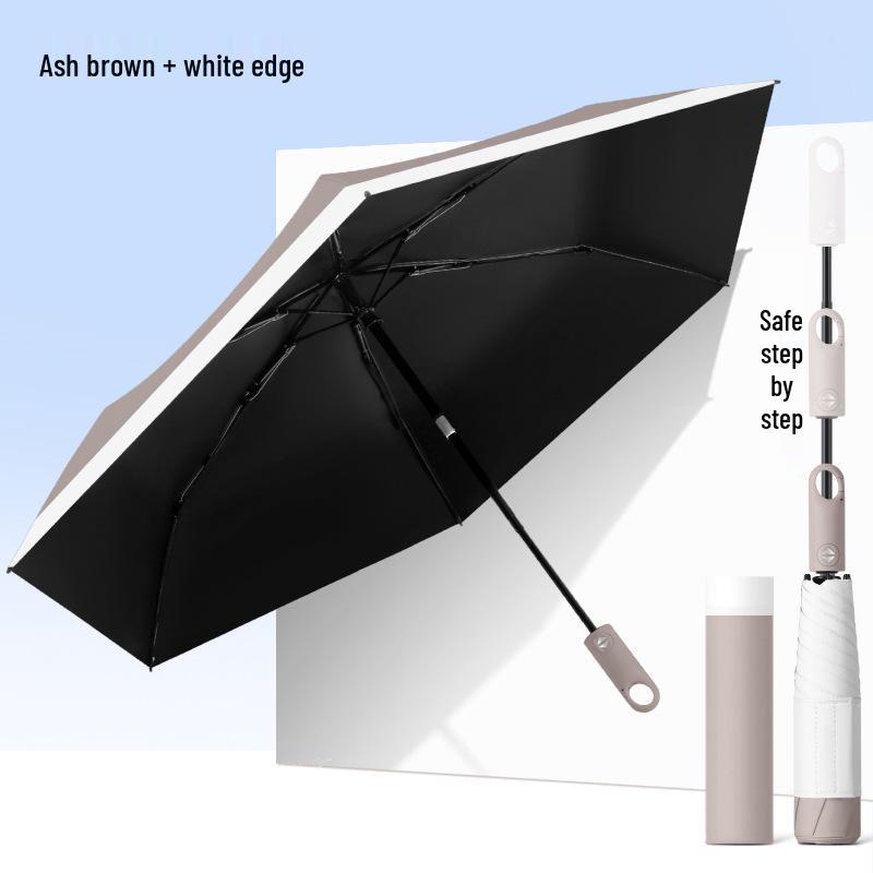 Ультралегкий, компактный трехскладной автоматический зонт для защиты от солнца и дождя 19-inch