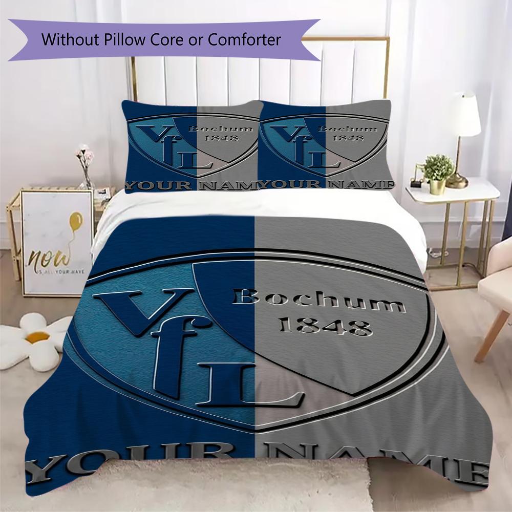 Custom Name VfL Bochum 1848 Bedding,Quilt Set Quilt Cover Pillowcase Home Birthday Gift(1 * duvet cover + 2 * pillowcase, without core)_xia
