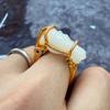 Horse Statement Ring Gold Tone Alloy Fashion Jewelry with Decorative Center, 0.67 In Inner Diameter for Daily Styling, Festive Looks and Gift Giving