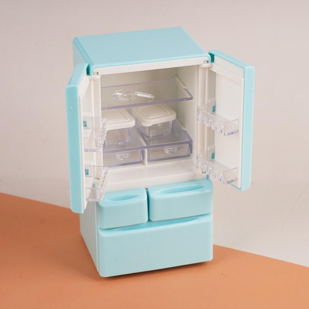 Mini Miniature Fridge Plastic Refrigerator Model Simulation Refrigerator  Doll House Accessories