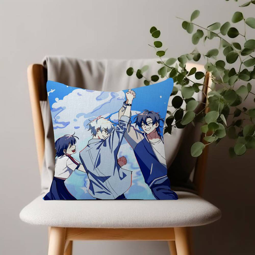 Suspense Anime Pillow Case Sofa Living Room Bedroom Doublesided Printing Link Click Square Cushion Nap Time Pillow Case