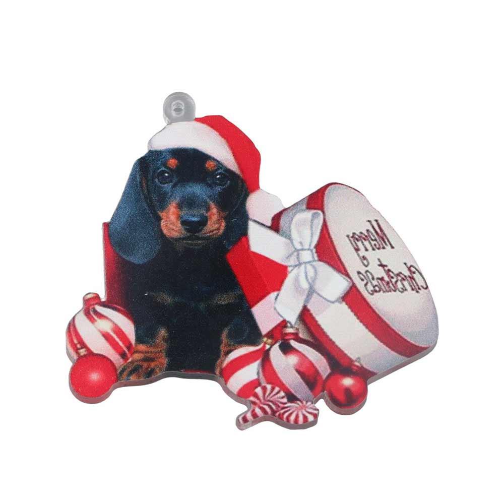 2D Dachshund Pendant Double Sided Merry Christmas Christmas Hanger Oranments Dachshund Cute Acrylic Christmas Dog Pendants