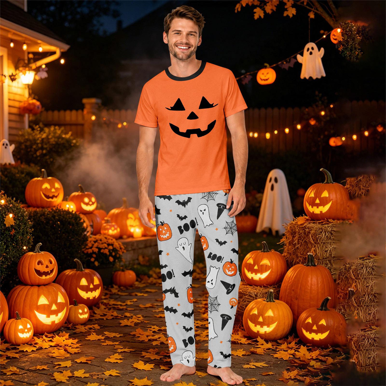 Matching Halloween Family Pajama Set Short Sleeve Printed Loungewear for Mom and Kids M