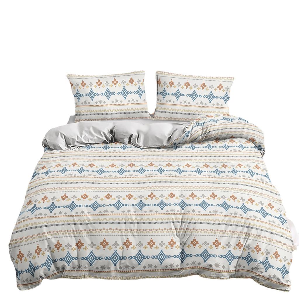Three-Piece Quilt Cover Plain Bohemian Stripe Kit Bedding