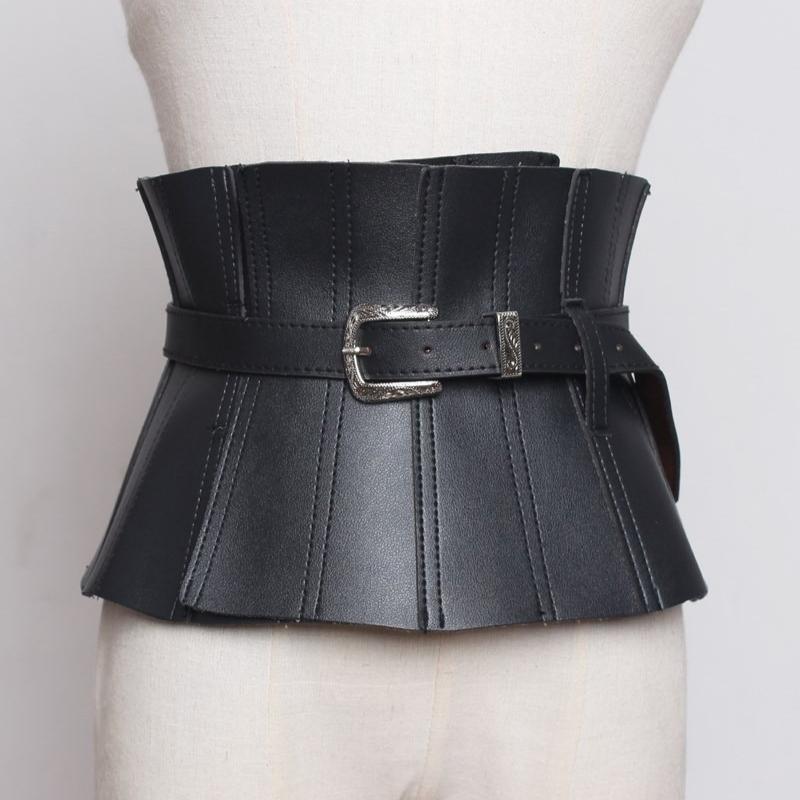 

Пояс с неровным краем для женщин, утягивающий и подчеркивающий фигуру широкий пояс с оборкой, идеально подходящий для сочетания с юбками, рубашками и модной верхней одеждой one size чёрный