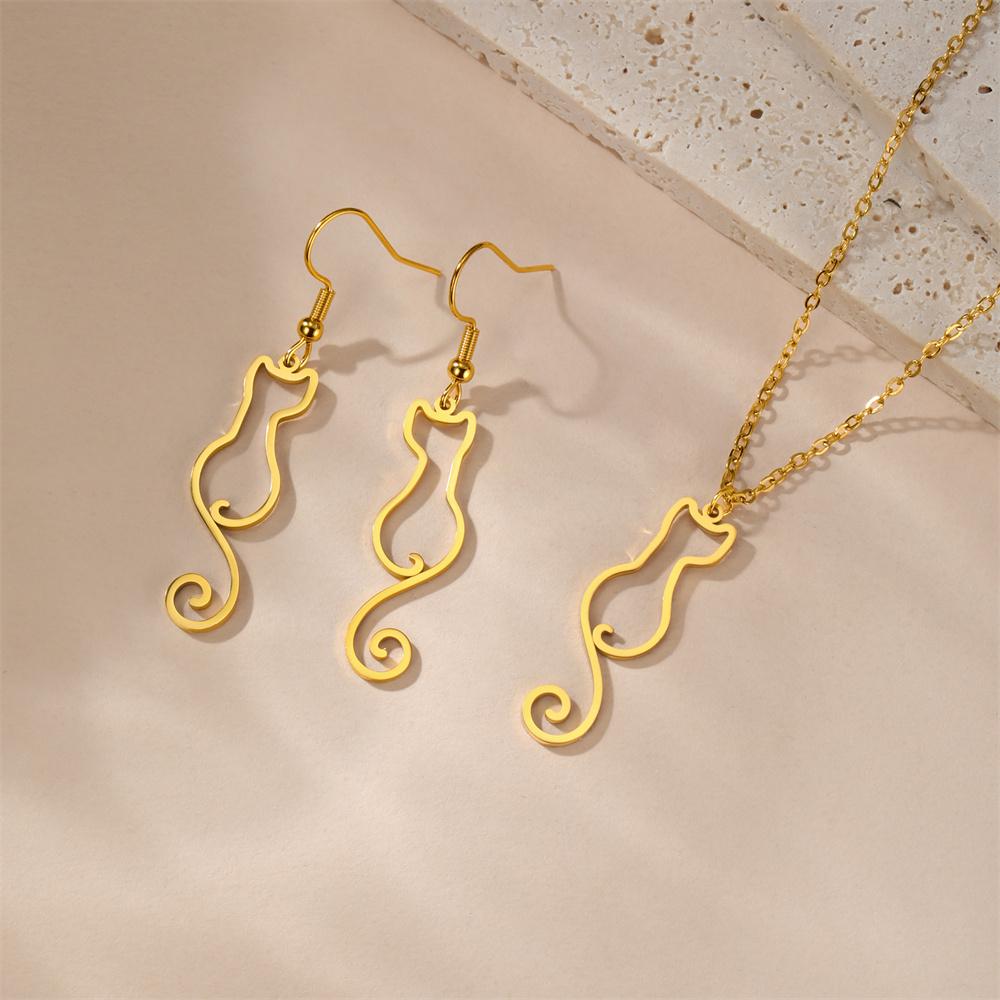 My Shape Lovely Cat Tail Drop Earrings for Women Cute Kitten Animal Dangle Earring Stainless Steel Fashion Jewelry Gifts
