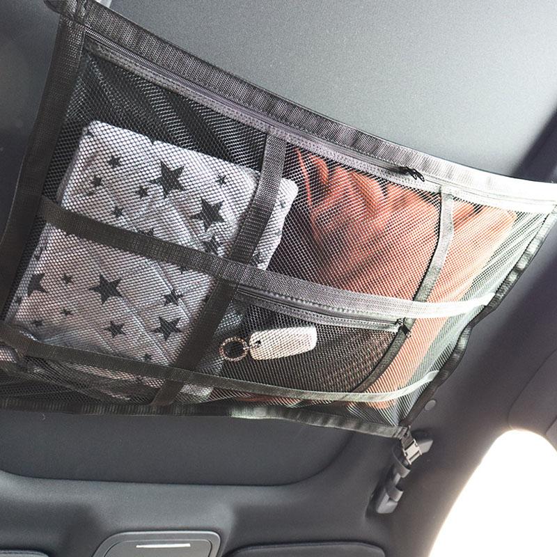 Zippered Car Roof Storage Net Mesh Storage Bag Pouch for Camper Van Caravan 54 X 80cm
