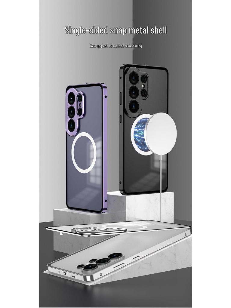 Samsung S26 Ultra Magnetic Buckle Phone Case, S25 Plus Metal Lens, S24 Drop Protection