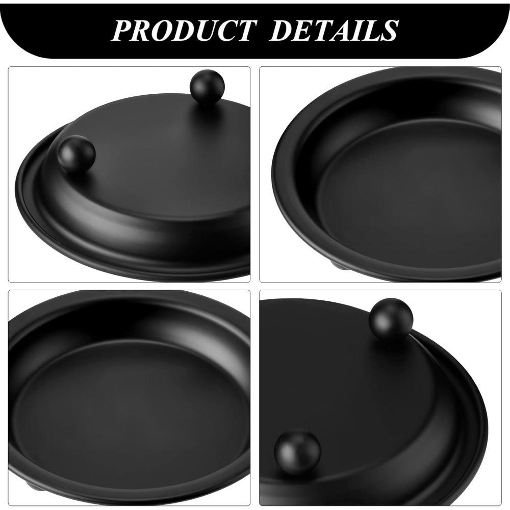 4 Pieces Matte Black Iron Candle Plate Decorative Wedding Saucer Style Candle Holder Tray Metal Pedestal Candle Stand for Spa Table Centerpiece
