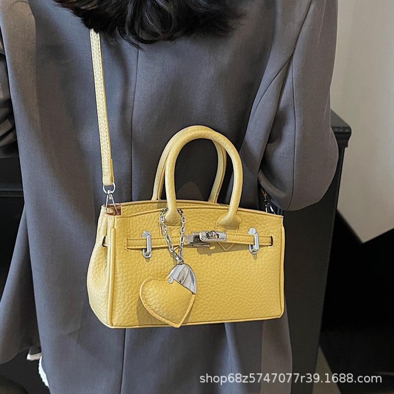 High-end Hand-held Small Bag Women's 2025 New Fashion Pebbled Kelly Bag Women's Commuter Shoulder Crossbody Bag