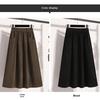 Autumn New Style Corduroy Midi A-Line Skirt for Women, High-Waisted, Slimming, Elastic Waist, Pleated Dress