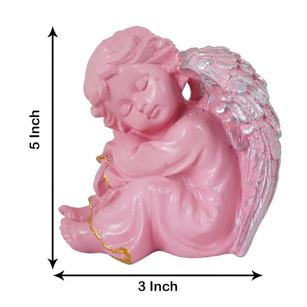 Winged Girl Statue for Home Decor Item | Fairy Girl Statue for Home Shelves Decor Showpiece (Angel Pink )