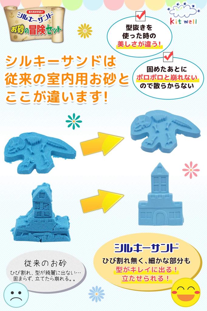 Kitwell Silky Sand Sand Adventure Set, Clay for Toddlers, Indoor Sandbox, Sand Play Molds, Sand Clay