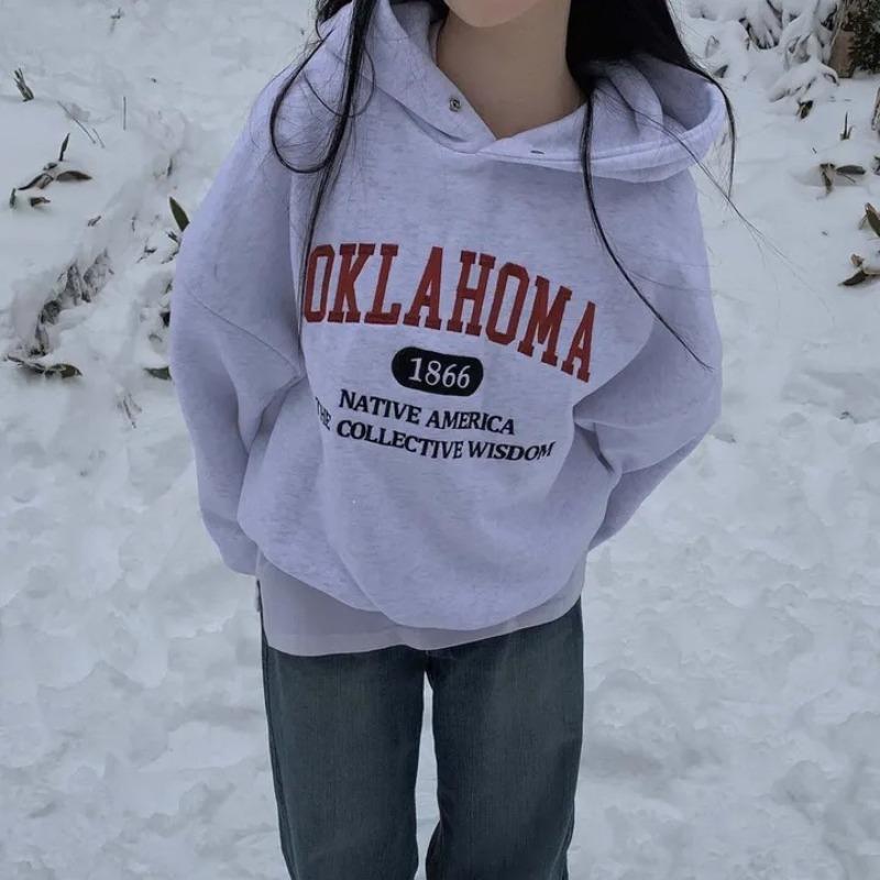 Personalized letter embroidery fleece thickened sweater women