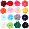 4pcs/lot 6cm Imitation Pearl Rhinestone Chiffon Fabric Flowers Handmade Artificial Flowers For Clothing Hairclip Decoration