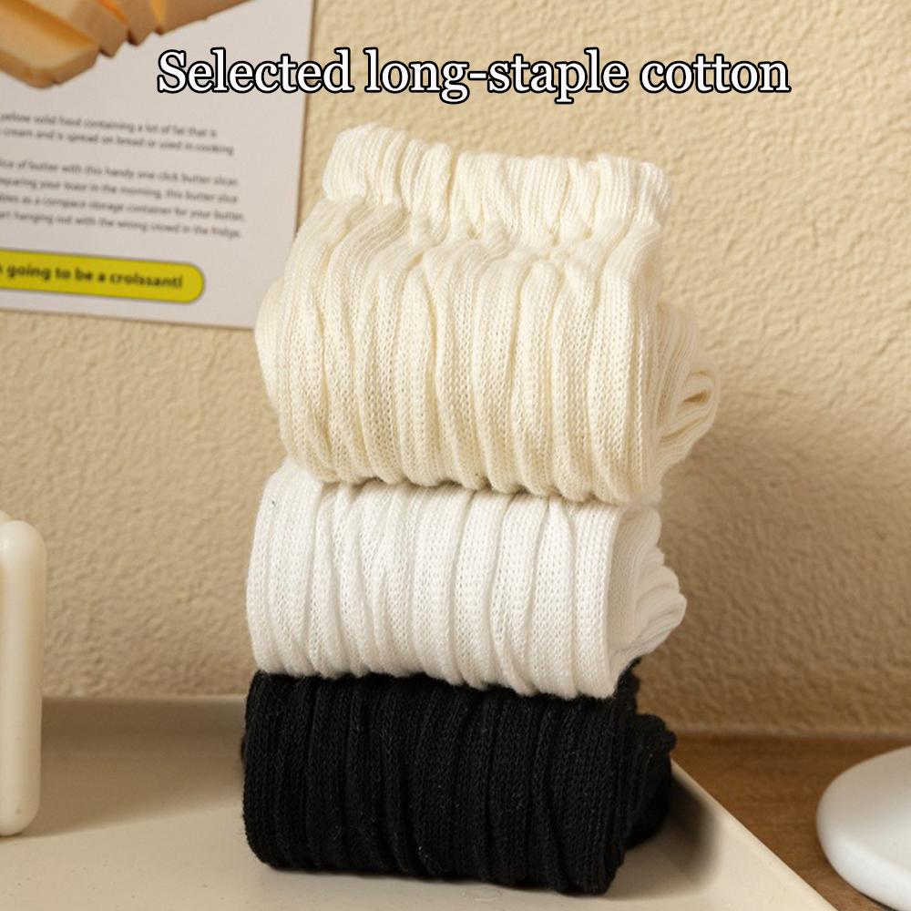 3 Pary Vintage Bawełnianych Skarpet, Damskie Skarpety Dzianinowe Skarpety Sportowe Grube Długie Skarpety Frotte, ze Skórzanymi Czółenkami Trampkami Butami na Deskę