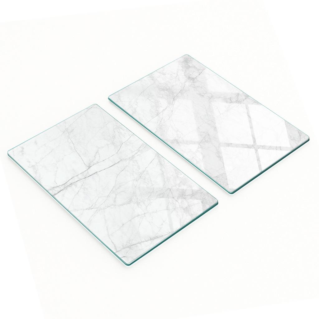 Tempered Multifunctional Decorative Glass Panels White Marble 2X30X52 Cm