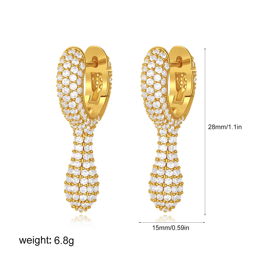 

INS Hot Sale Filled with Cubic Zirconia Water Droplets Hoop Earrings Exquisite Dripping Huggie Earring Gold Plated Trend Zircon