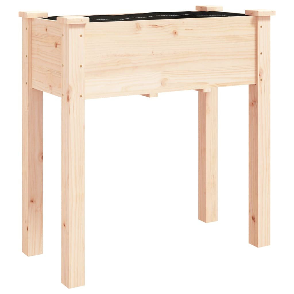 Vidaxl Flower Stand with Liner, 71X37X76 Cm, Solid Fir Wood