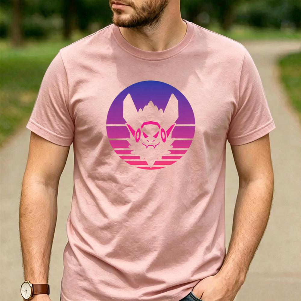 Vintage Sunset Gradient Protogen Furry Robot Head Unisex TShirt Cotton Short Sleeve Neon Futurism Fursona Casual Graphic Tees