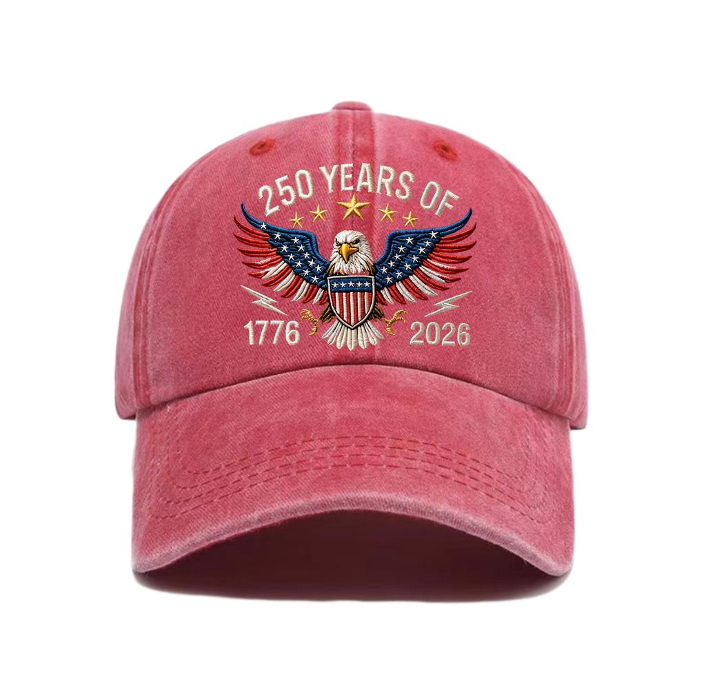 Independence Day Print Curved Along Soft Top Vintage Washed Outdoor Baseball Hat