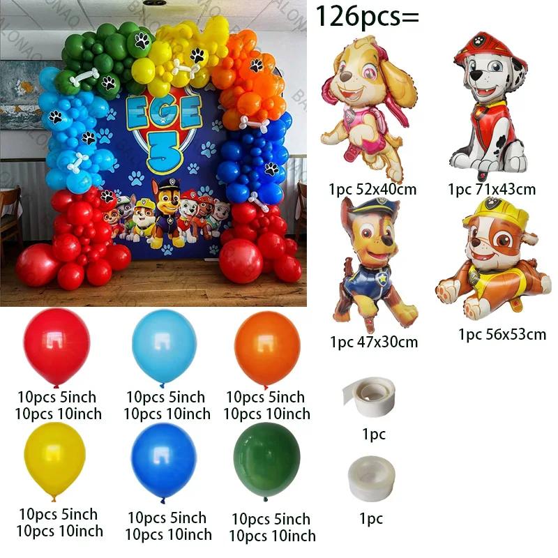 127 Stück Cartoon Paw Patrol Thema Luftballons Zahlenballon Kinder Geburtstagsfeier Dekoration Baby Geschenk Feier Chase Skye Ballons