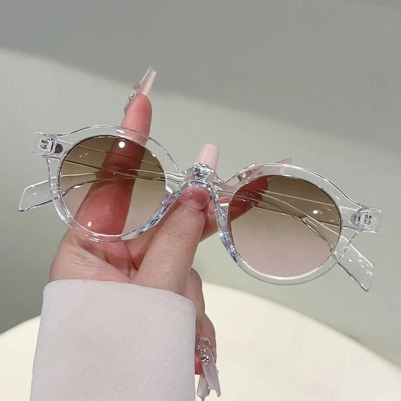 New Oval Sunglasses Women Fashion Clear Candy Color Shades Outdoor UV400 Retro Round Frame Men DrivingTrending Sun Glasses
