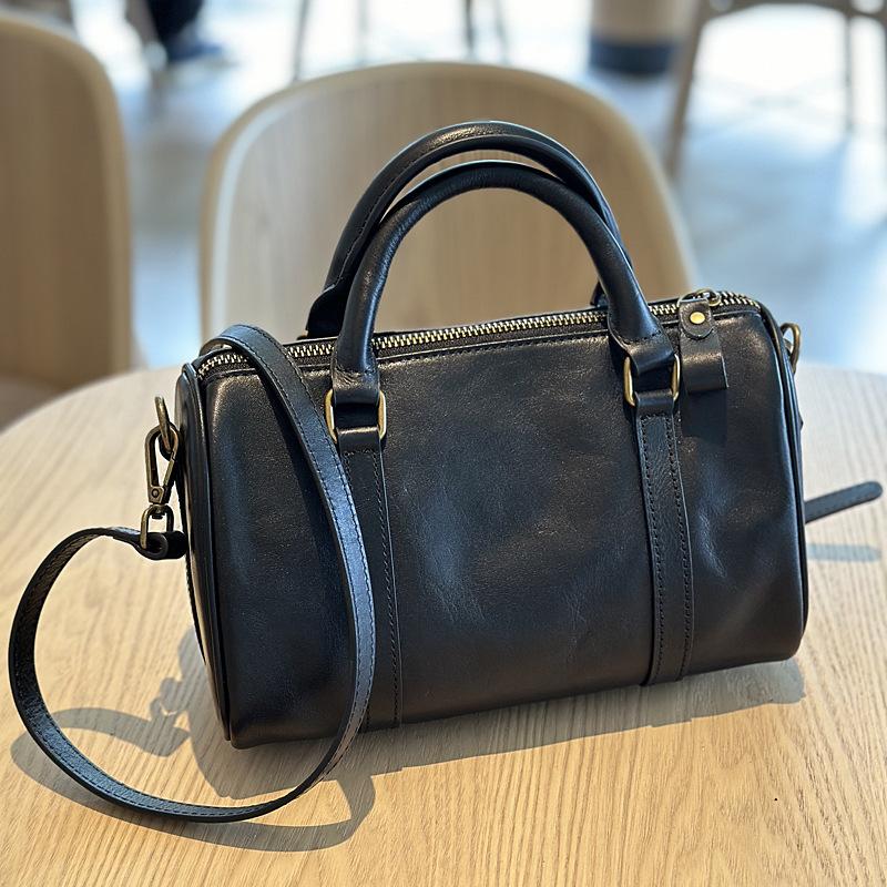 

Johnature Genuine Leather Women s Bag Casual Solid Color Versatile Handbag Large Capacity Shoulder Bags чорний