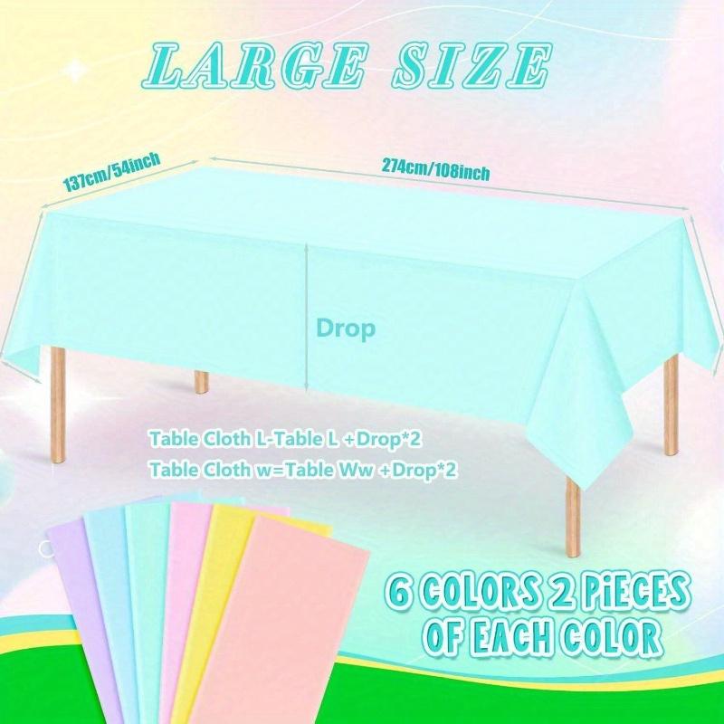 Plastic Pastel Tablecloth, Multicolor Disposable Rectangle Tablecloths for Wedding, Birthday Party, Spring Easter, Summer Party Decoration