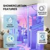 Japanese Anime Street Shower Curtain - Creative Aesthetic Purple City Art - Indoor Home Bathroom Decor Artistic Bath Curtain
