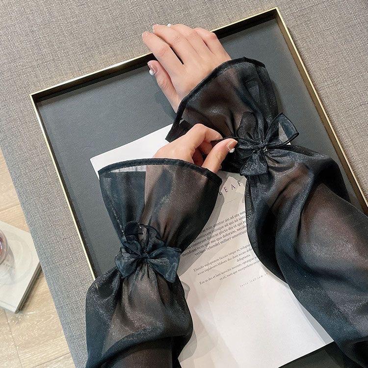 

Bow Ice Sleeve Sunscreen Sleeve Driving Aromatic UV Loose Large Size Horn Sleeve Arm Guard чёрный