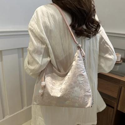 Elegant Chinese Backpack Large Capacity Multipurpose Women's Shoulder Bag Exquisite Embroidery Ancient Underarm Bag Travel
