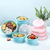 4pc Round Silicone Folding Lunch Box Set Microwave Folding Bowl Portable Folding Food Container Box Salad Snack Bowl with Lid