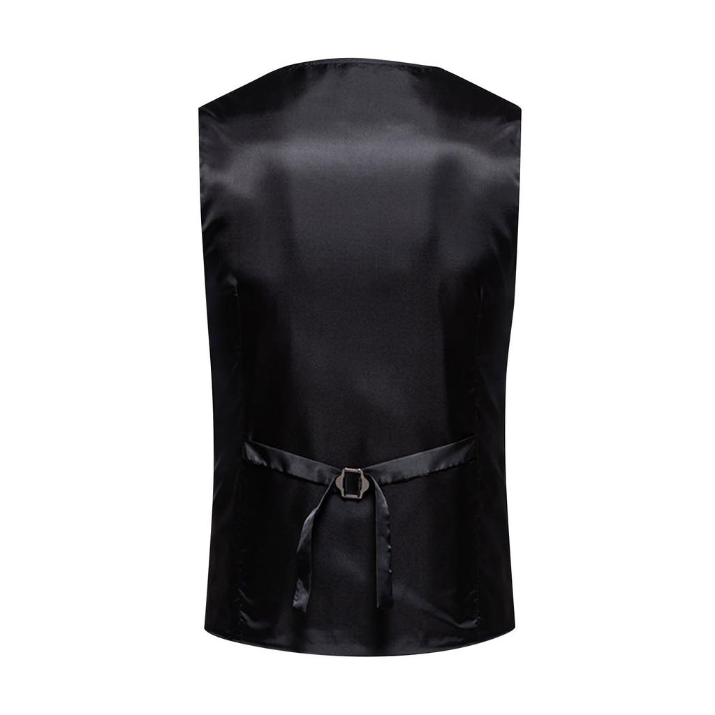 Men'S Retro Lapel Single Breasted Suit Vest Herringbone Ni V-Neck Vest