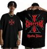 T-shirt Unisex West Coast Choppers con Stampa Croce Nuova Cotone Traspirante Comfort Oversize Hip Hop Motocicletta Manica Corta