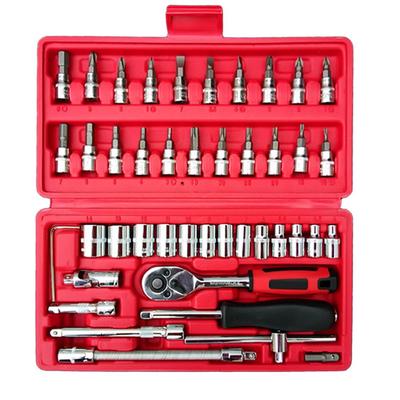46 pz/set Chiave combinata in acciaio al carbonio Testa a cricchetto Presa a cricchetto Strumento di riparazione auto per uso domestico