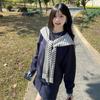 Striped Shawl with Women's New Autumn Versatile Black and White Small Vest, Air-conditioned Room Windproof Scarf, Advanced Sense
