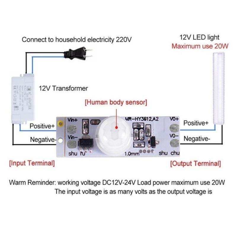 PIR Motion Sensor Switch DC 12V 24V PIR Motion Sensor Movement Detector Activated Timer Automatic Switch ON OFF for LED Strip