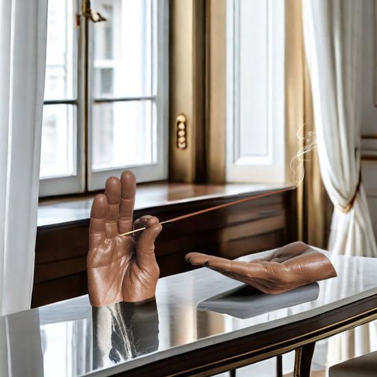 Hand-Räucherstäbchenhalter, Aschenfänger, Kunstharz, Gesten-Räuchergefäß, für Zuhause, Büro, Meditation, Yoga, Entspannung, Zuhause, Büro, Dekoration, Ornament