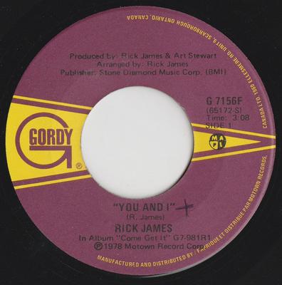 7-Zoll-Schallplatte RICK JAMES - You And I / Hollywood G7156F Gordy 1978 Kanada Soul/Funk Gebraucht