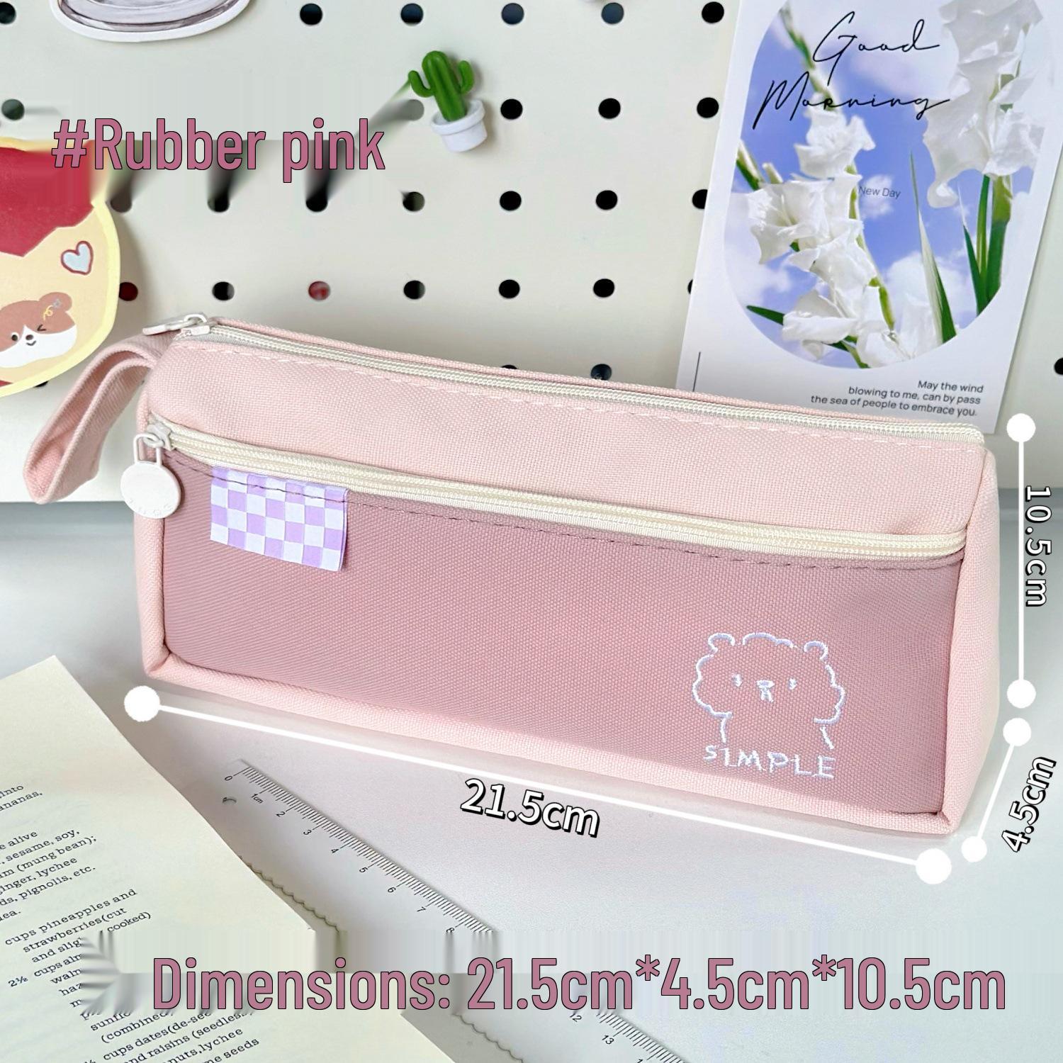 TOME Color Block Pencil Case for Girls, Oxford Cloth School Stationery Bag for Elementary & Middle School Students