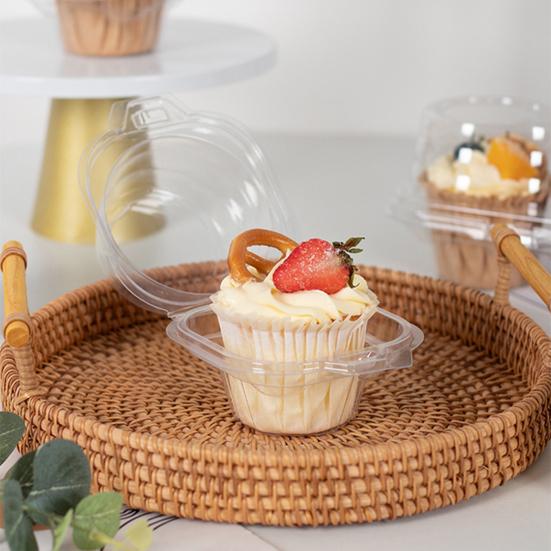 25/100Pcs Cake Packaging Box Transparent Muffin Cup Storage Container Stackable Reusable Design Cupcakes Cases