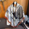 oversized beige flower travel sunscreen sunshade cotton and linen scarf women's silk scarf 111cm large square scarf shawl dual-purpose