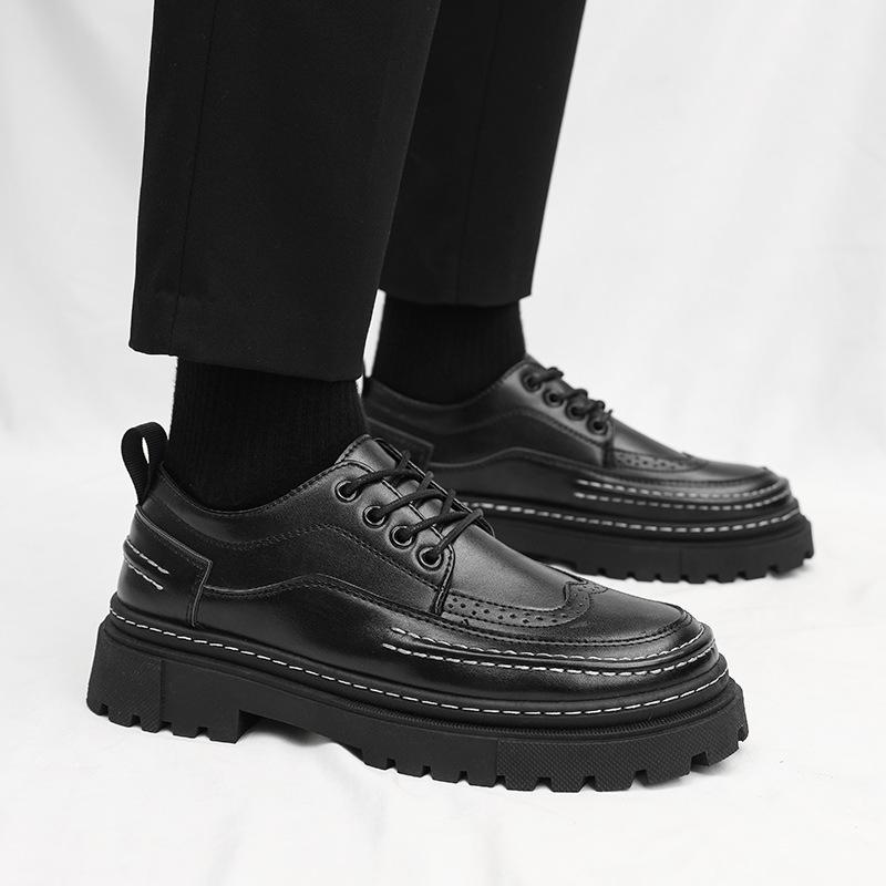 Men's Retro Leather Martin Boots: High-Quality, Low-Top Casual Shoes with Thick Soles