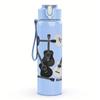 1PC Multiple Grey Violin Layout 750ml Color Plastic Sports Water Bottle Leakproof Flip Straw Lid For Sports Office Home Use