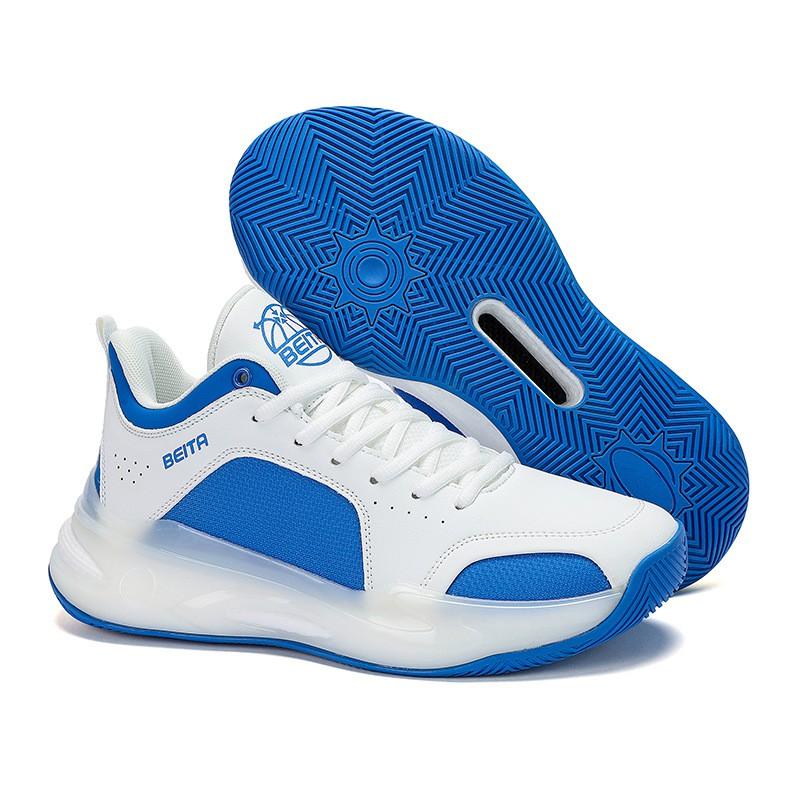 Mens Basketball Shoes High Top Breathable Cushioned Anti-Slip TPR Sole Synthetic Leather Mesh Upper