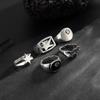 European and American fashion personality five-pointed star ring set men's hip-hop niche ring men's jewelry